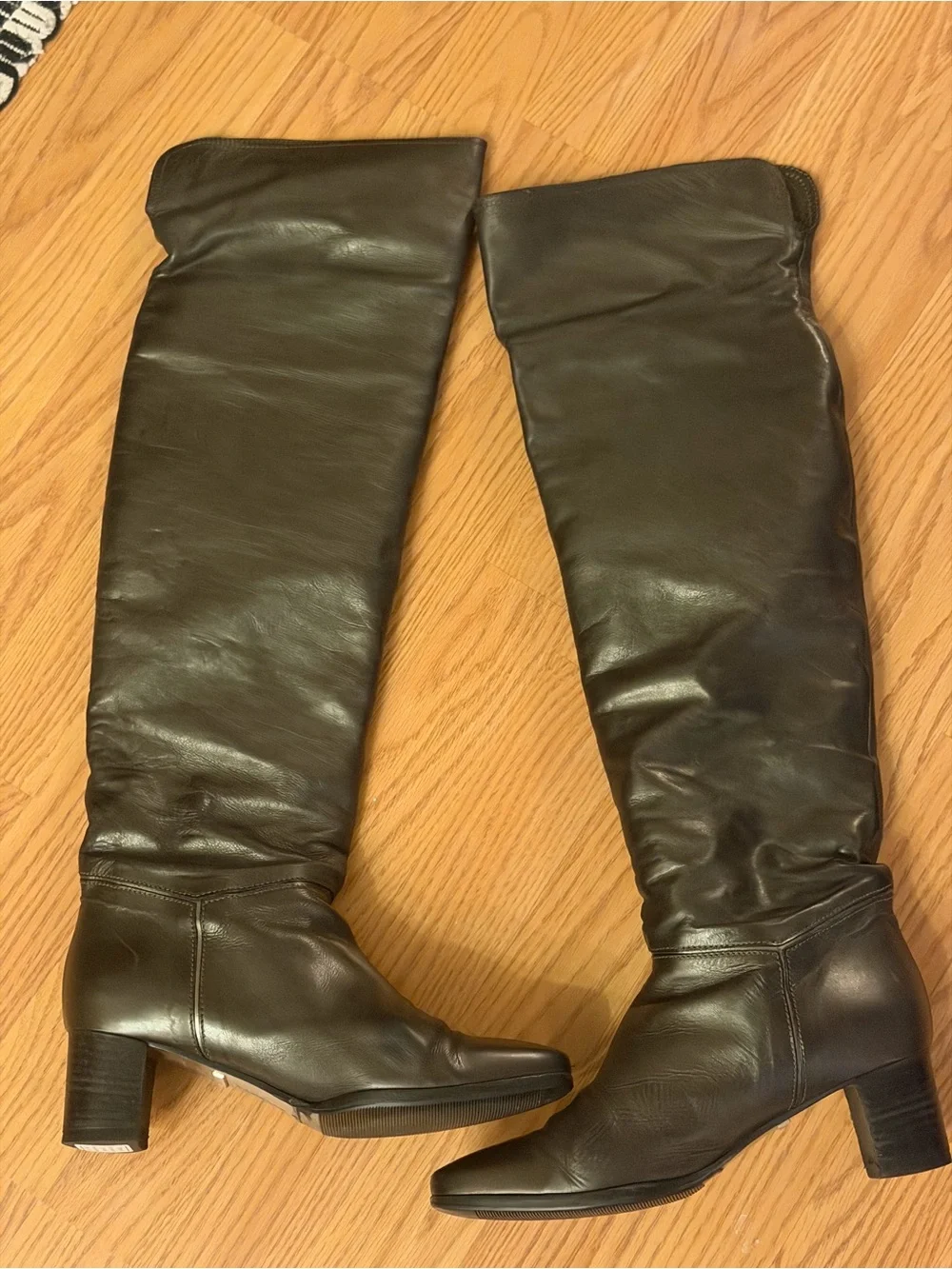 Barbara Bui Tall Black Leather Over-the-Knee Block Heel Boots